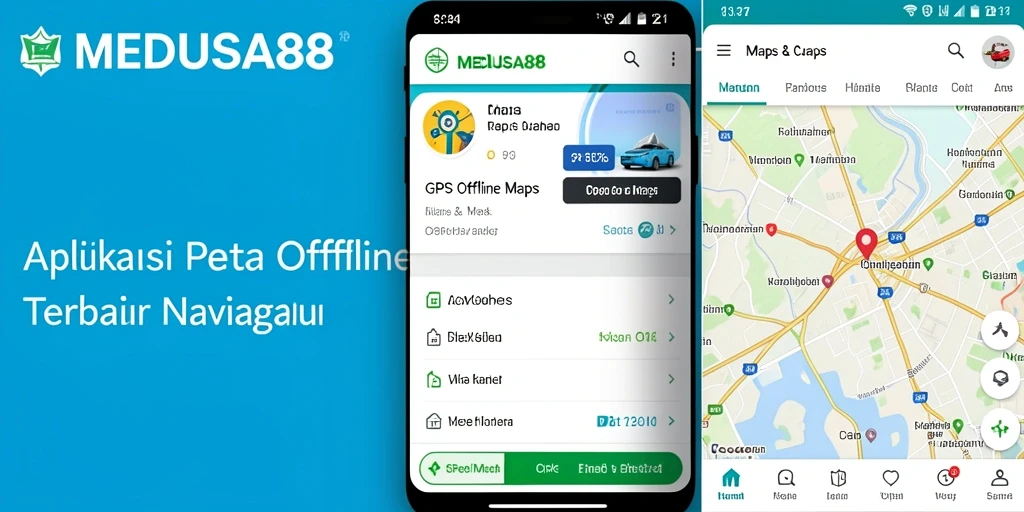 Tampilan antarmuka pengguna MEDUSA88 untuk navigasi GPS Offline.