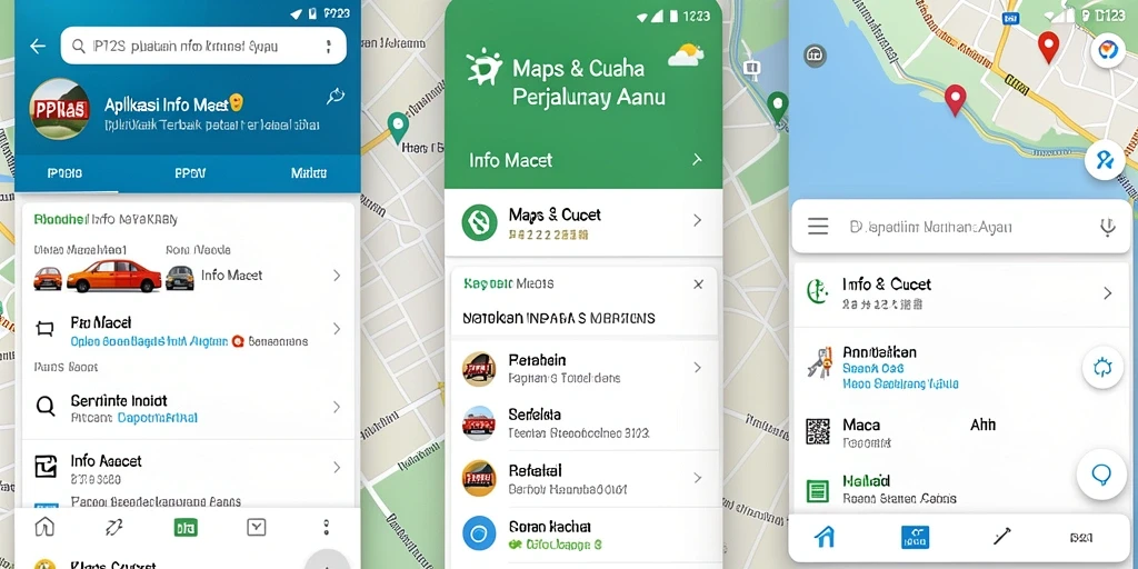 Antarmuka utama PP123 menampilkan kondisi lalu lintas dan cuaca terkini.