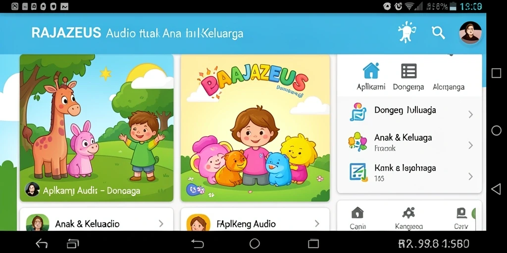 Antarmuka aplikasi RAJAZEUS yang user-friendly dan menarik untuk anak.