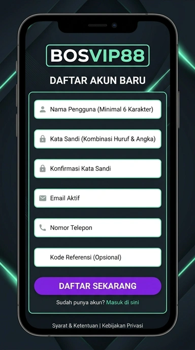 Tampilan halaman daftar bosvip88